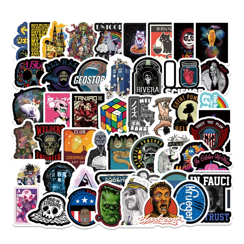 

50pcs European and American retro stickers animated characters trend trolley case stickers skateboard notebook graffiti stickers