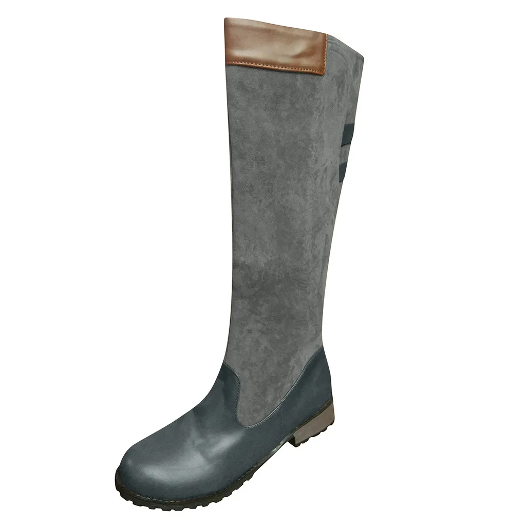 

shoes women boots women genuine PU winter platform Womens Flat Round Toe Low-heeled Ladies Casual Shoe Western High Tube Boots
