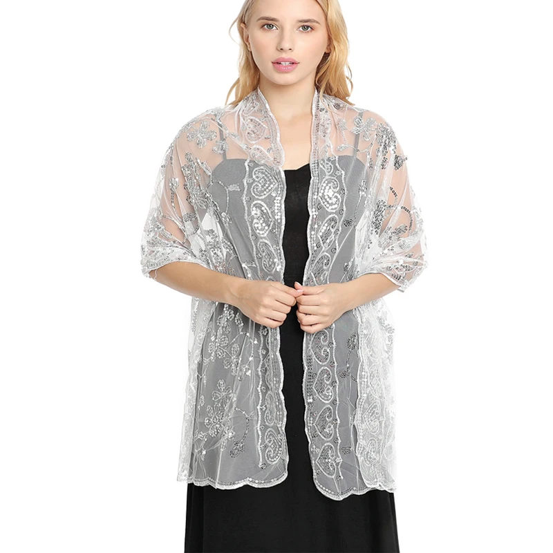 2019 женская свадебная шаль пайетки и шали длинный тюлевый шарф Свадебные