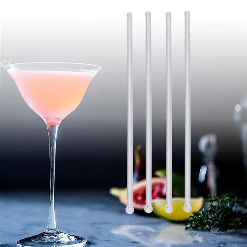 200 шт Коктейльные перемешивающие палочки для смешивания Прозрачная Круглая