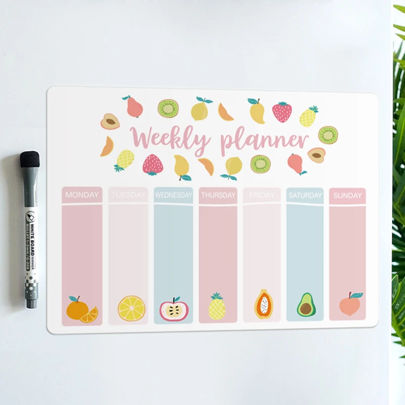 Magnetic Weekly Monthly Planner 2021 Calendar Schedule  Dry Erase WhiteBoard Pen Writing Message Drawing Fridge Magnet Stickers