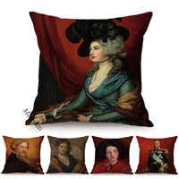 nordic celebrity vintage oil painting cushion cover chic woman king george self portrait decoration sofa pillow case kussenhoes