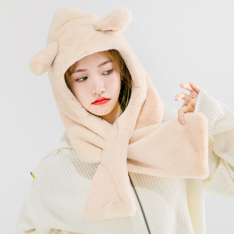 Новинка 2021 шапка и шарф из искусственного кроличьего меха комплект двух