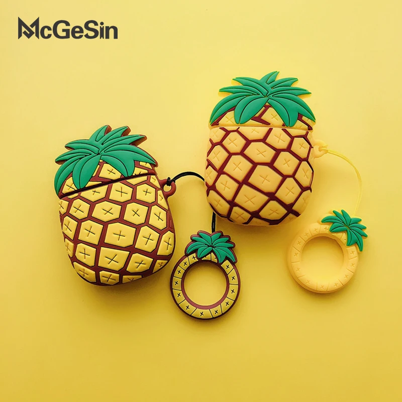 

McGeSin 3D милые фрукты наушники Чехлы для Аксессуары для AirPods силиконовый Bluetooth гарнитура защитный чехол для Airpods 1/2