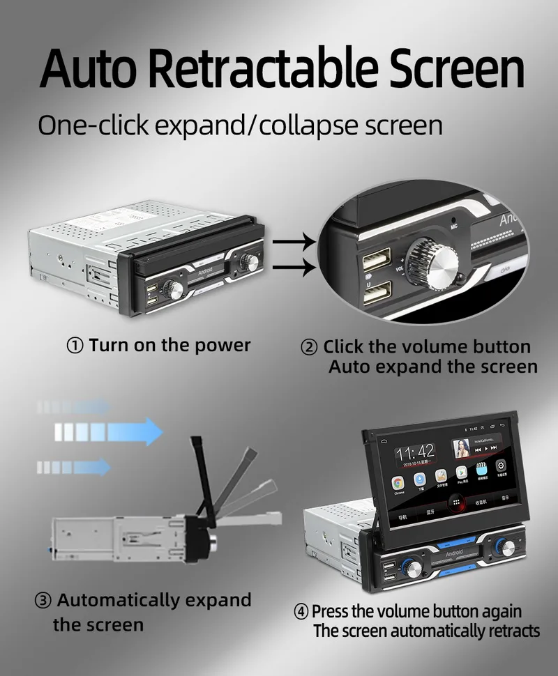 Автомобильный радиоприемник Android 9 0 GPS Wi-Fi 40 языков 3USB 7 дюймов HD 1 Гб + 16 ГБ RCA Bluetooth 4