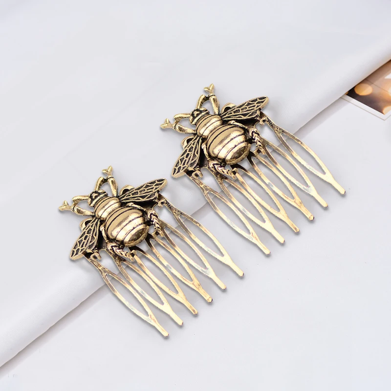 

Hot Sale Cute Bee Hair Comb Alloy Hairpin Creative Antique Hairpin Retro Alloy Inlaid Comb Bee Lady Hair Comb