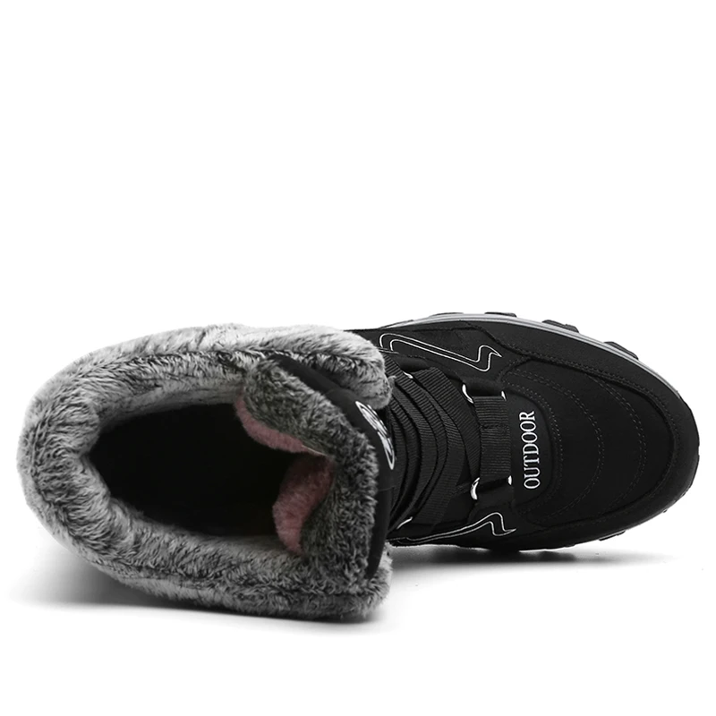 Мужские теплые ботинки JUNJARM Черные ботильоны до середины икры водонепроницаемая