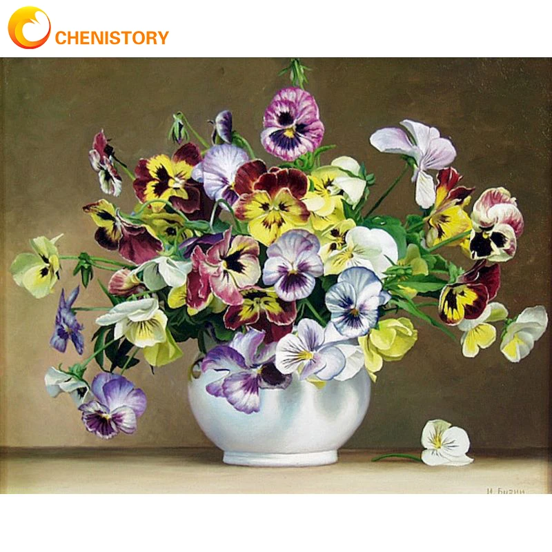 

CHENISTORY Still Life Bouquet DIY Painting By Numbers Flower Picture By Numbers Kits For Adults Gift Home Wall Art Decors Crafts
