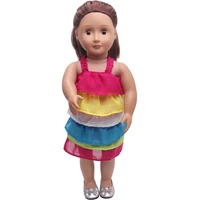 18 inch american doll girls clothes rainbow cake slip dress newborn skirt baby toys accessories fit 40 43 cm boy dolls gift c359