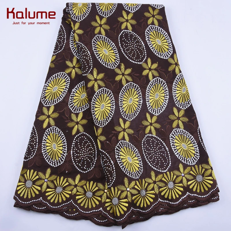 Kalume African Swiss Cotton Lace Fabric Cheap Nigerian Voile With Stones 5 Yard For People Dress F1926 | Дом и сад