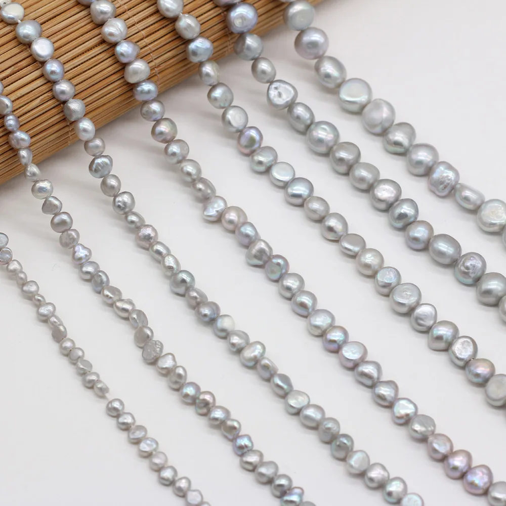 

5A Quality 100% Real Natural Freshwater Cultured Gray Pearl Transversely Perforated Loose Beads 36 cm Strand for Jewelry M