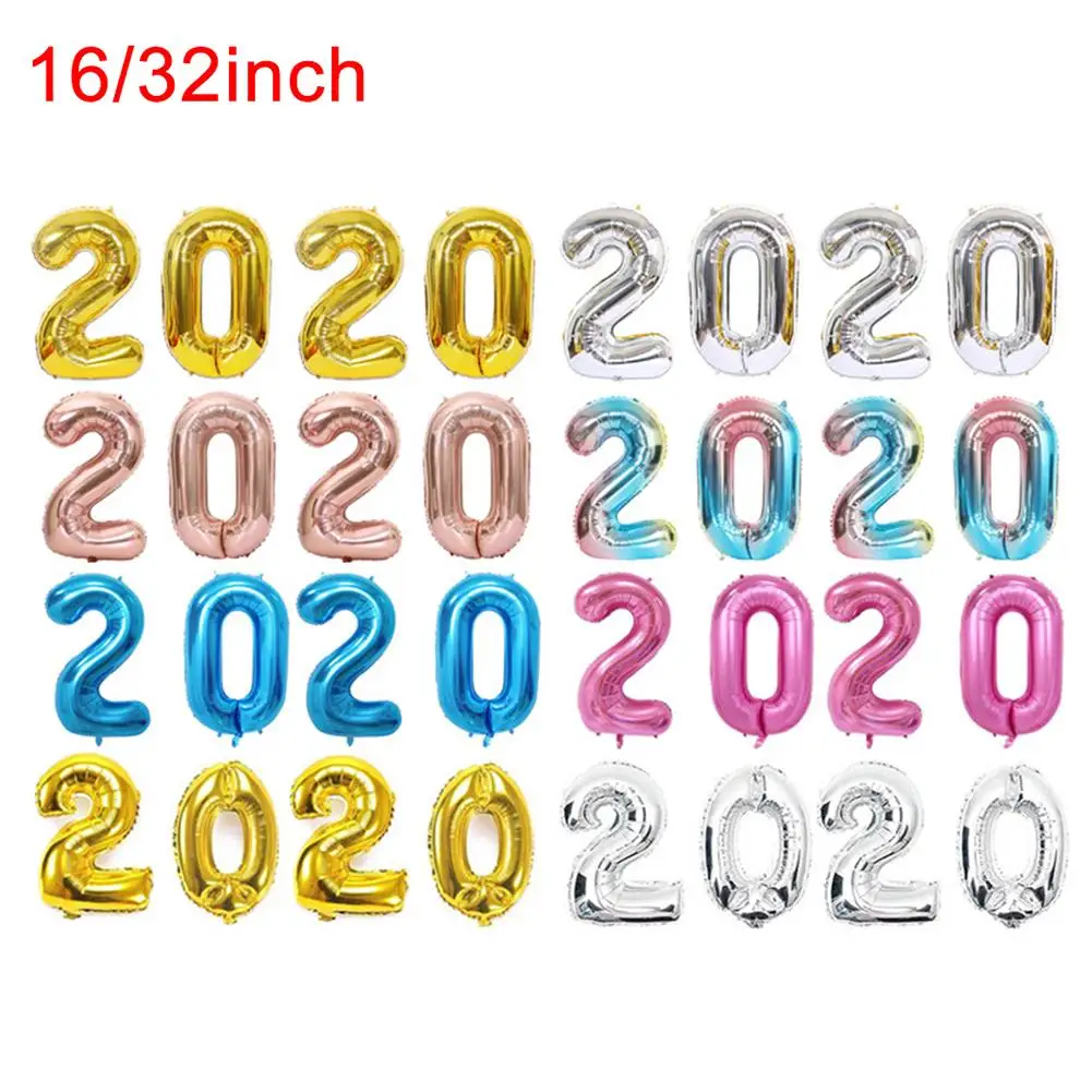 Безопасные надувные воздушные шары из фольги 4 шт. 2020 цифр украшение на новый год