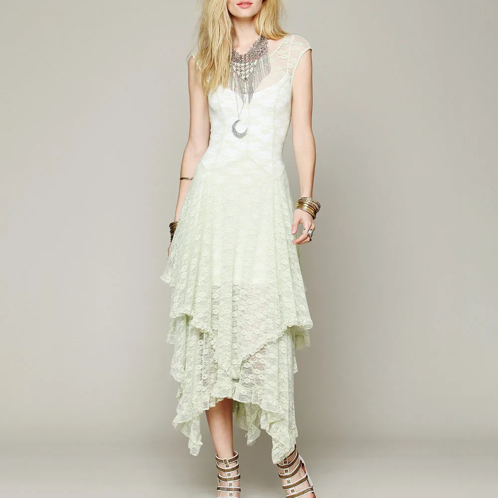 Женское кружевное длинное платье с открытой спиной на лето 2020 элегантное модное