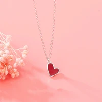 simple heart shaped love necklace girls show figure choker sweet little red heart s925 silver chain ornaments