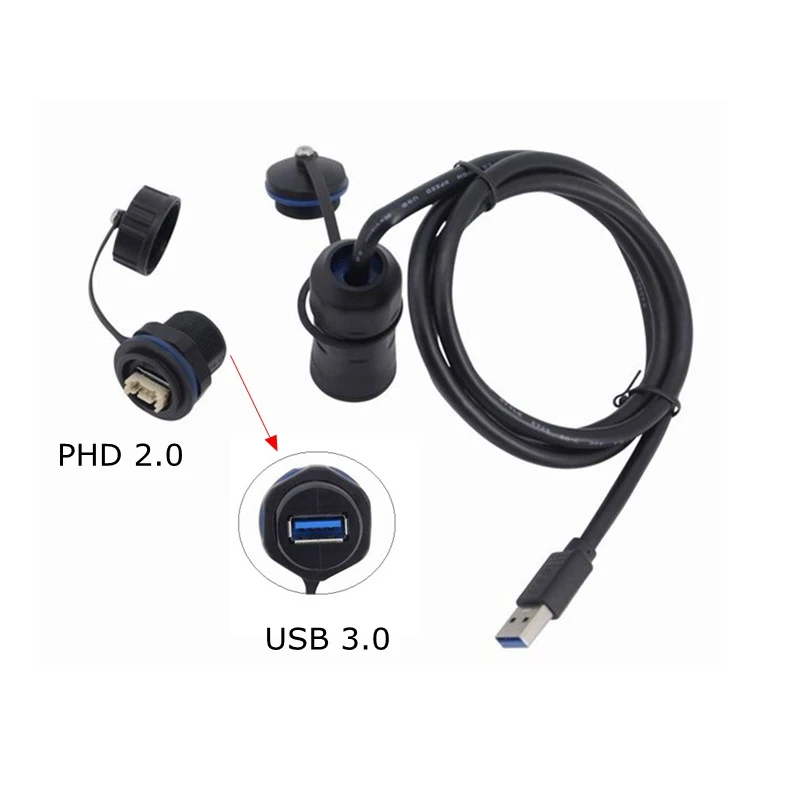 Промышленный PHD 2 0 2X5P USB 3 Тип женский M20 IP68 Водонепроницаемый удлинительный кабель
