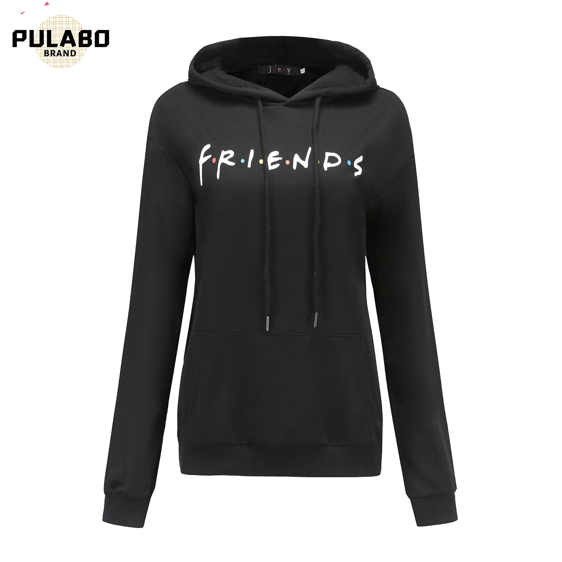 

Women Friends Hoodies Harajuku Letters Print Pocket Warm Thicken Pullovers Hip Hop Loose Solid Female Sweatshirts
