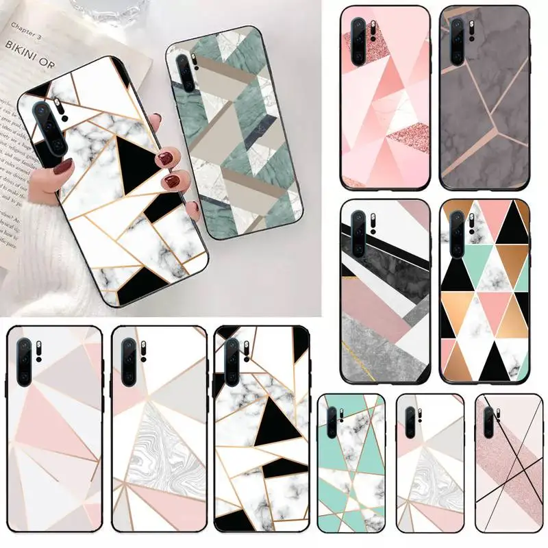 

Luxury Texture Geometric Marble Phone Case For Huawei honor Mate 10 20 30 40 i 9 8 pro x Lite P smart 2019 nova 5t