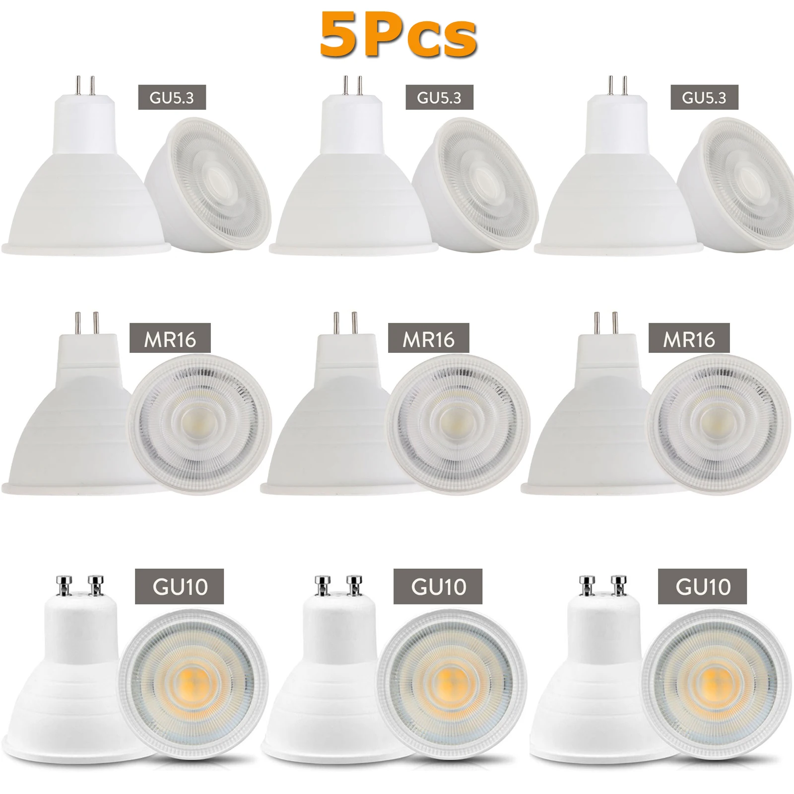 5pcs E12 E14 E27 B22 B15 GU10 MR16 GU5.3 Dimmable LED Spotlight 7W COB Light Bulb Super Bright Table Lamp Downlight 220V 110V