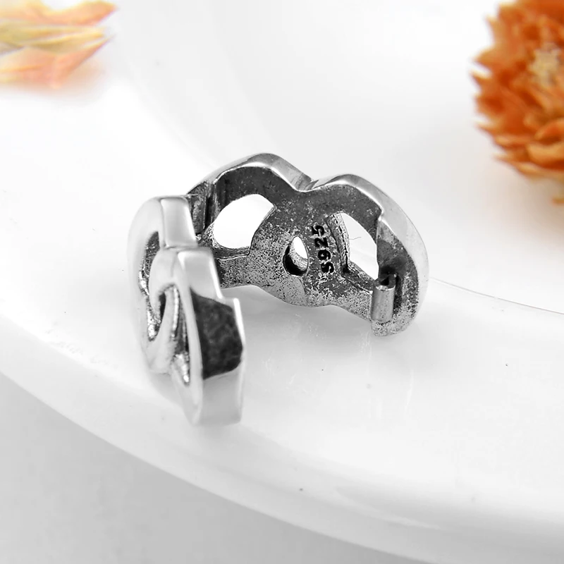 Бусы с подвесками в виде двух сердец серебристые бусы-клипсы подходят для