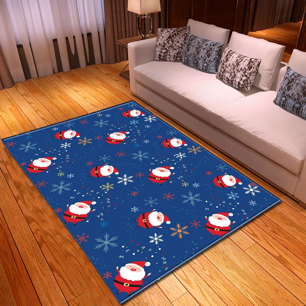 

Cartoon Christmas Carpet Non-slip Flannel Bedroom Area Rug Kids Play Mat Decoration Xmas Santa Elk Rug Carpets for Living Room