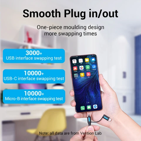 Vention 2 в 1 USB Type C кабель для Xiaomi Mi 9 3A Быстрая зарядка USB кабель для Samsung Galaxy S10 S9 Plus Huawei кабель Micro USB