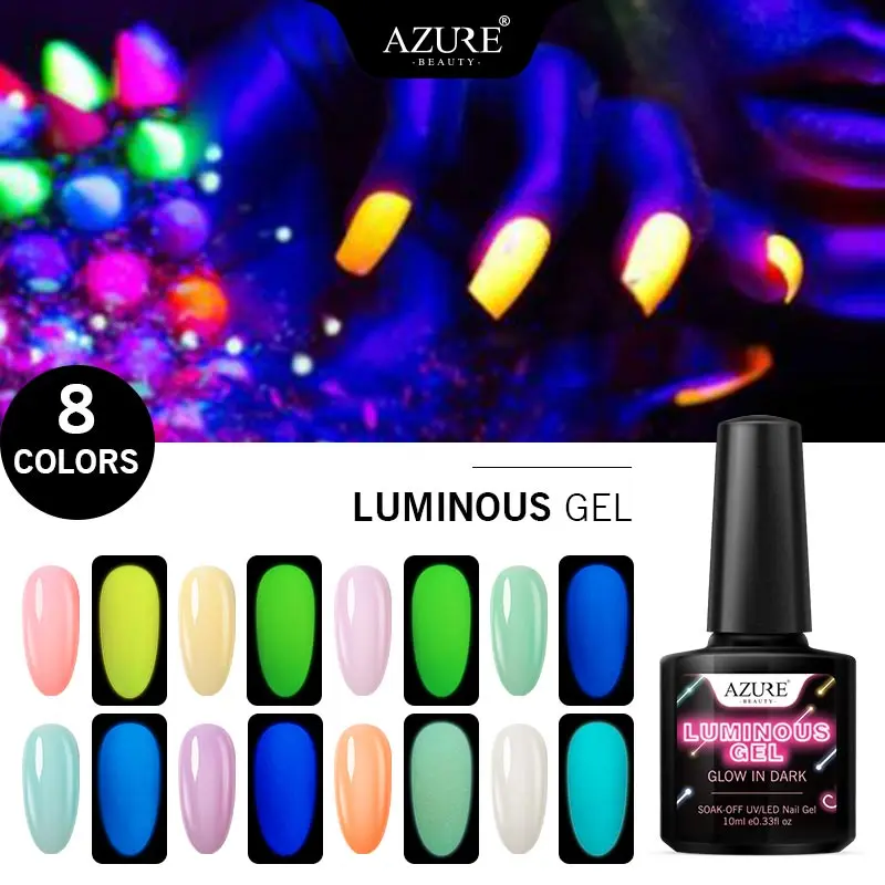 Лазурная красота светящийся светодиодный гель лак флуоресцентный эффект УФ для