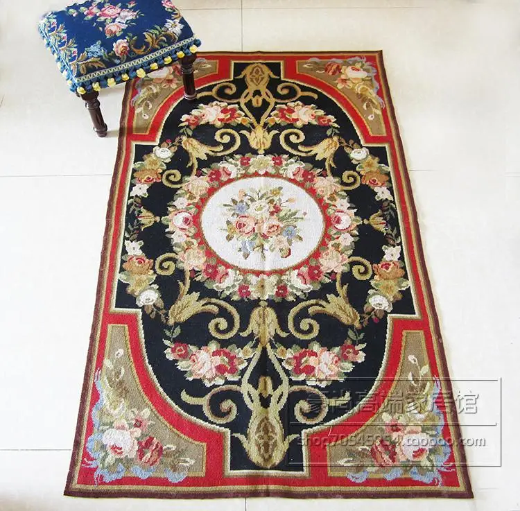 

COURT HAND EMBROIDERY WOOLWORK CARPET PURE WOOL MANUAL CROSS FULL EMBROIDERY EMBROIDERY CARPET WINDOW BLANKET TAPESTRY BLANKET