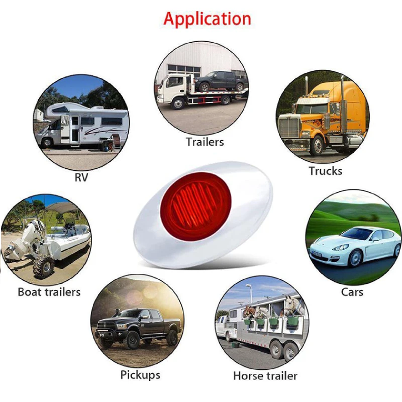 

10Pcs 12V Chrome Bezel Side Marker Lights For Car Decorative LED Running Lights Truck Boat Trailer SUV RV Clearance Lamps
