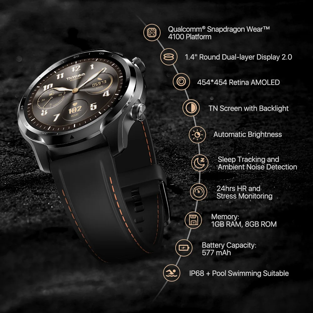 Смарт-часы TicWatch Pro 3 с GPS мужские спортивные часы двухслойный дисплей Snapdragon Wear 4100 8