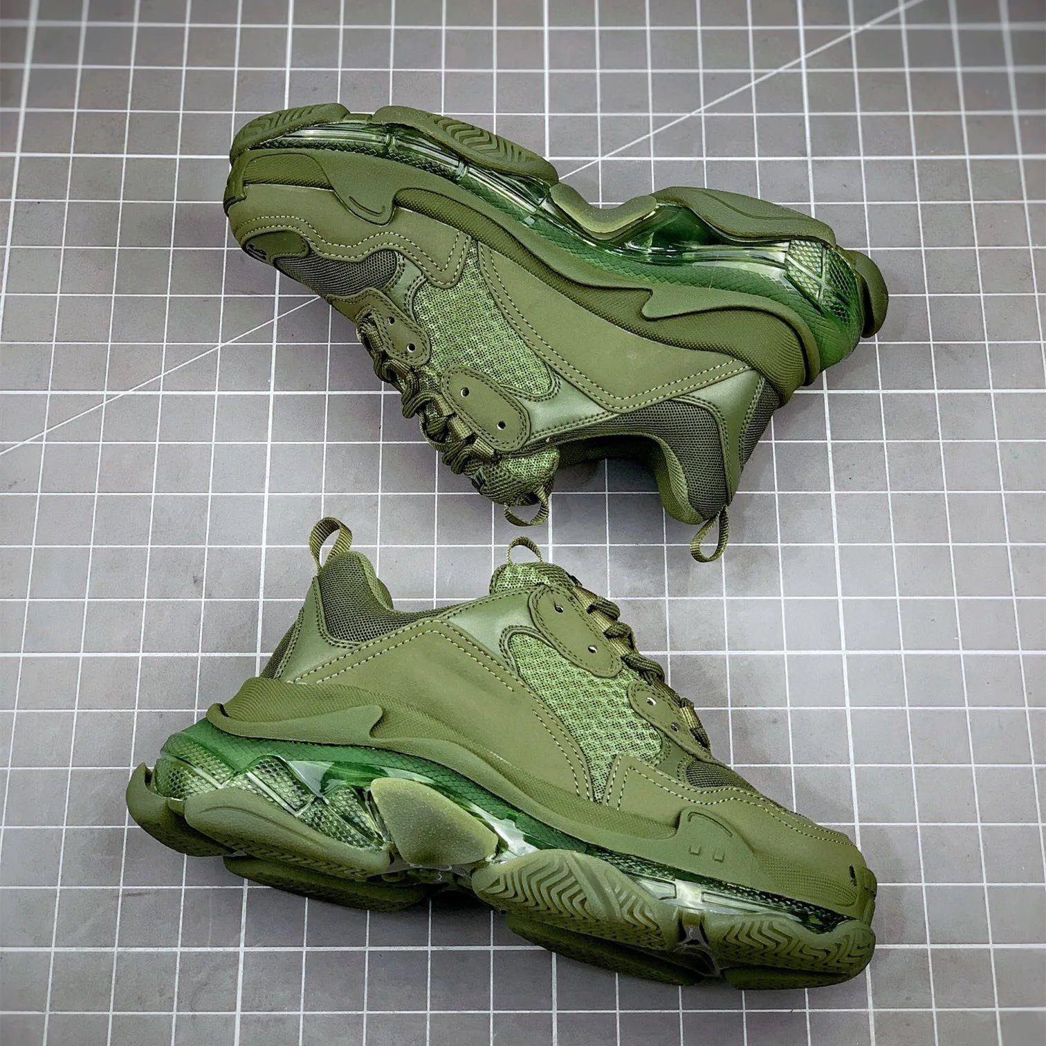 

2021 New Green Gray air cushion Clunky Sneaker Breath Causel Shoes 35 36 37 38 39 40 41 42 Euro Size