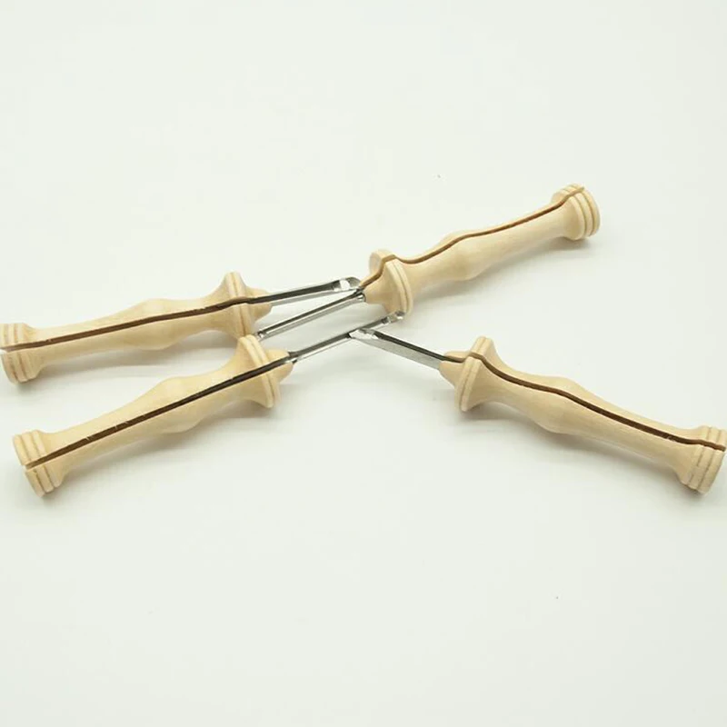 

Knitting Poke Embroidery Punch Threader Needle Pen Side Slit Sewing Accessory DIY Wooden Handle Weaving Tool Craft 3.5mm Needle