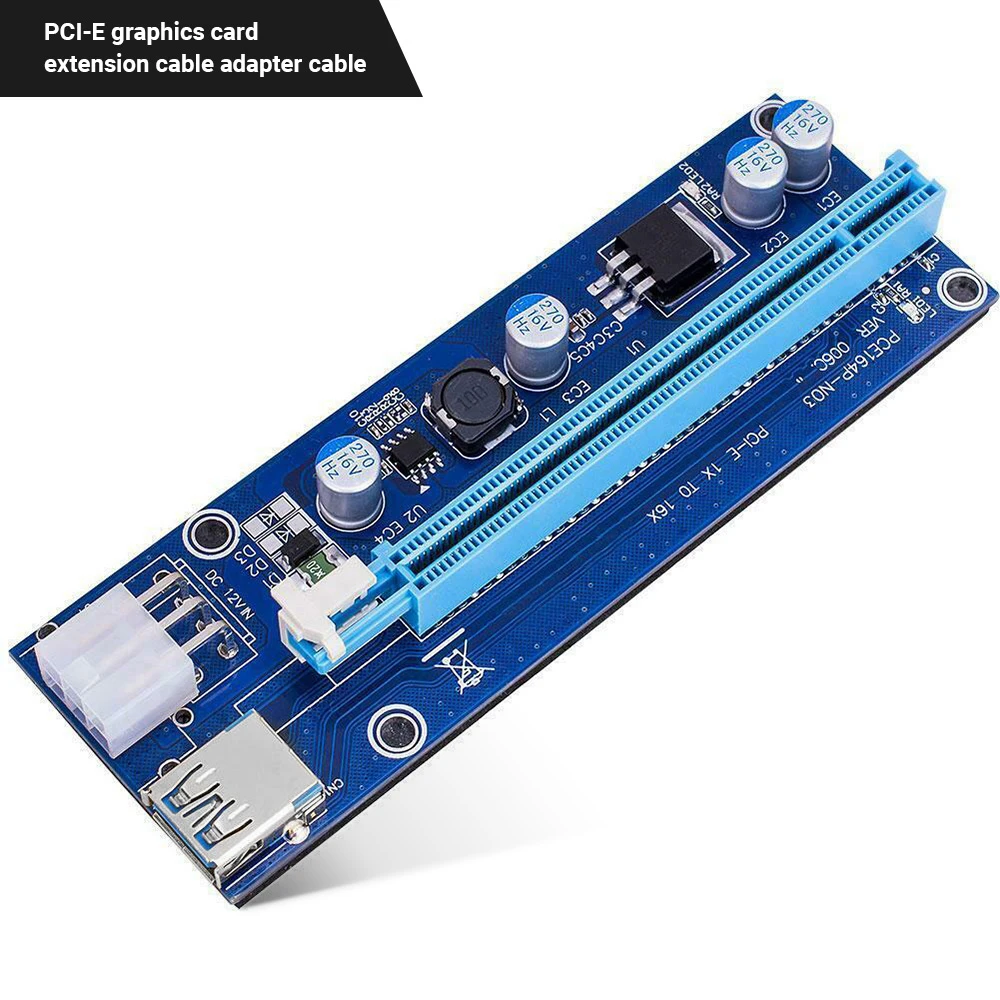 VER006C PCI-E Riser Card PCI Express PCIE 1X to 16X Extender Adapter USB 3.0 Cable SATA 15Pin 6Pin Power for Mining Miner | Компьютеры и