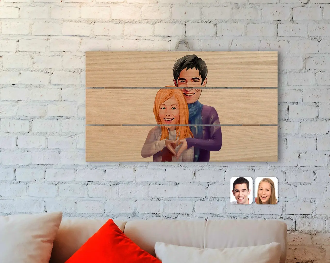 

Personalized Valentine Caricature Of Authentic Wooden Pallet Tablo-89