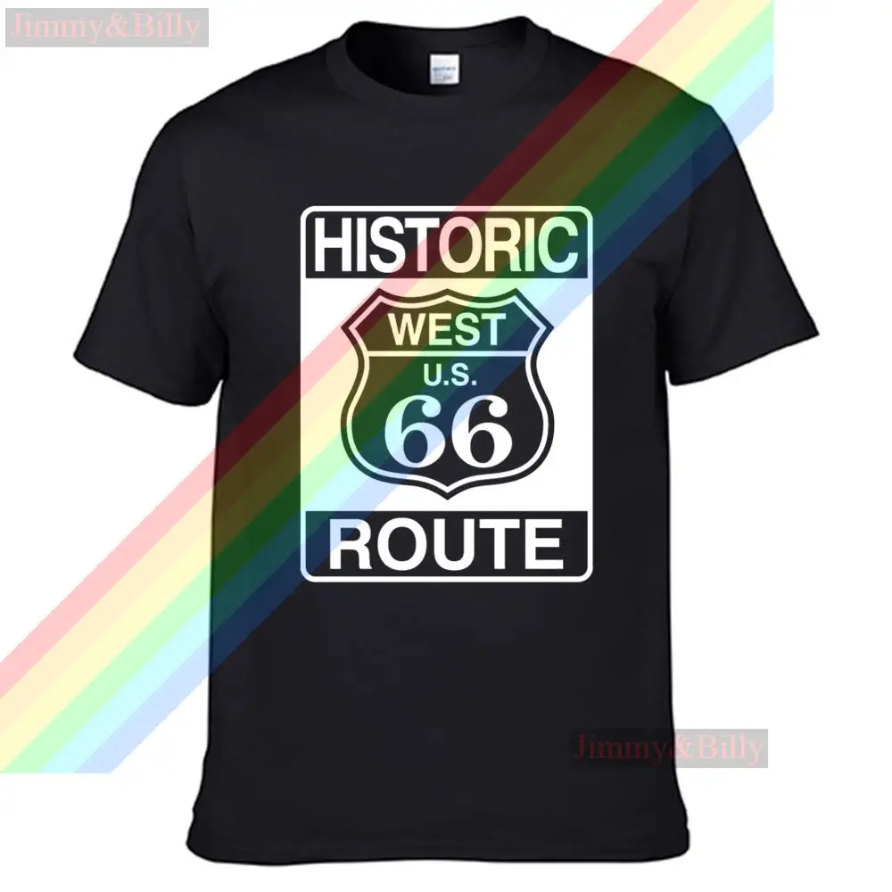 

Historic West Route 66 Posters Logo Men Women Summer 100% Cotton Black Tees Male Newest Top Popular Normal Tee Shirts Unisex