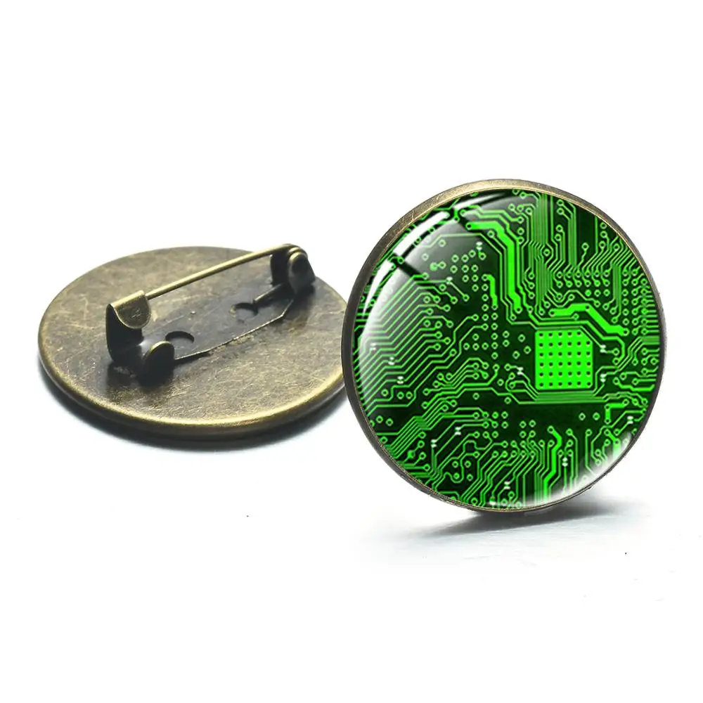 Большая компьютерная брошь Caxybb стеклянный кабошон с изображением компьютерной
