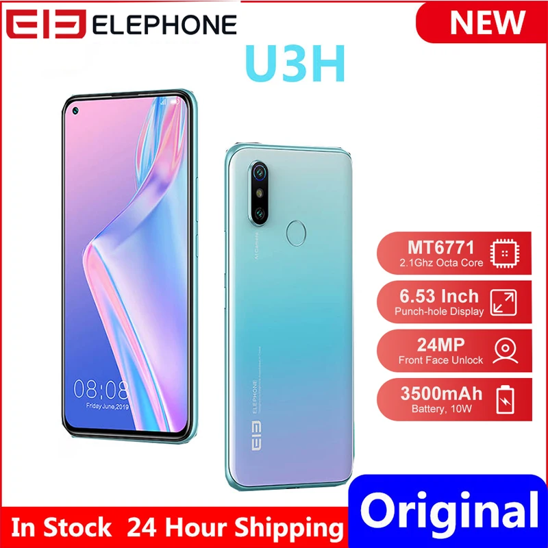 Сотовый телефон ElEPHONE U3H Helio P70 Восьмиядерный 6 53 дюйма FHD + 8 Гб 256 ГБ Android 10 24 МП Селфи