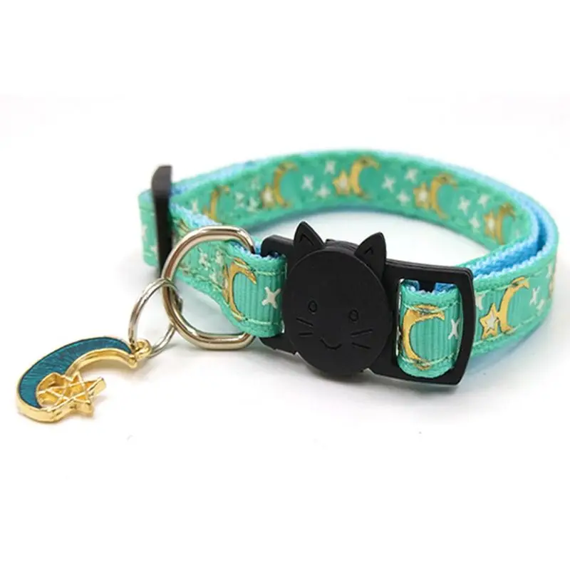 

5 Pcs Star Moon Pattern Print Adjustable Collars Breakaway with Bell Charm Dropshipping