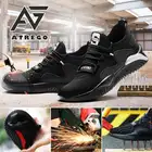 AtreGo безопасная обувь Для мужчин Для женщин Для мужчин ботинки со стальным носком нерушимой обувь для работы с защитным дышащая композитная носок Для мужчин размера плюс