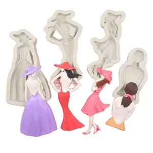 Красивая девушка силиконовая форма DIY помадка торт плесень инструмент для шоколадной помадки кухонная посуда для выпечки k253