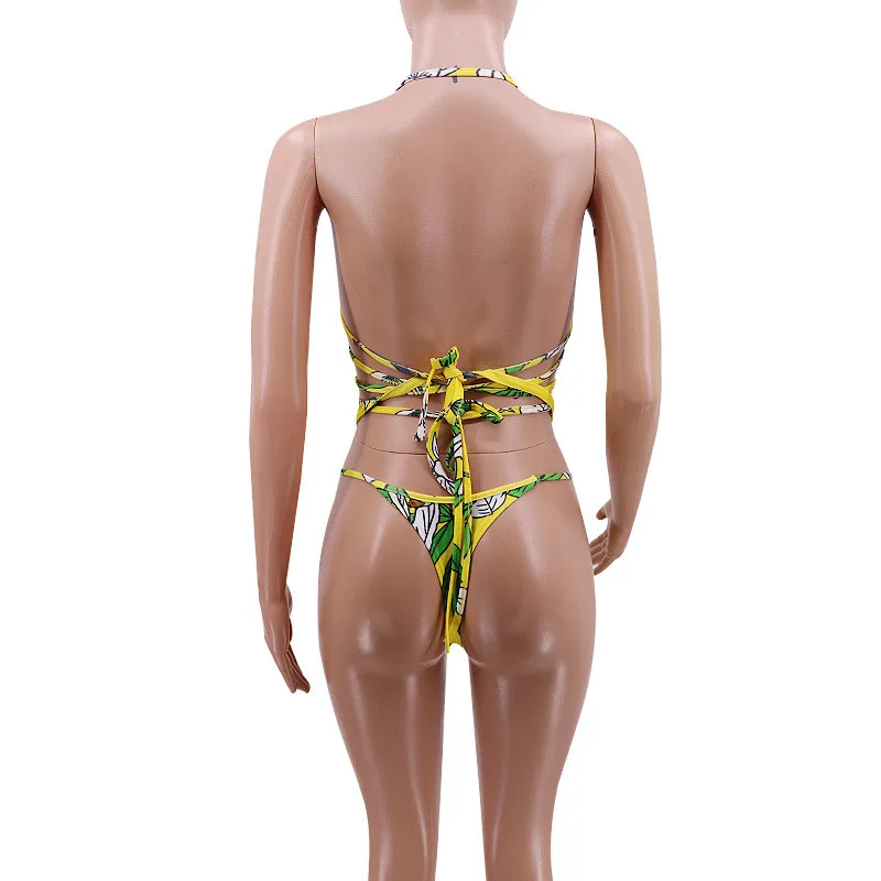 Сексуальный купальник 2020 для женщин лето Холтер шнуровка пуш ап принт бикини