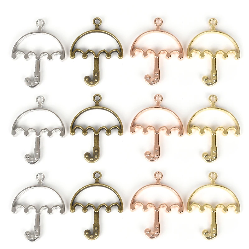 5 шт. сплав зонтик очарование клея Пустые Открытые оправы полый кулон установка