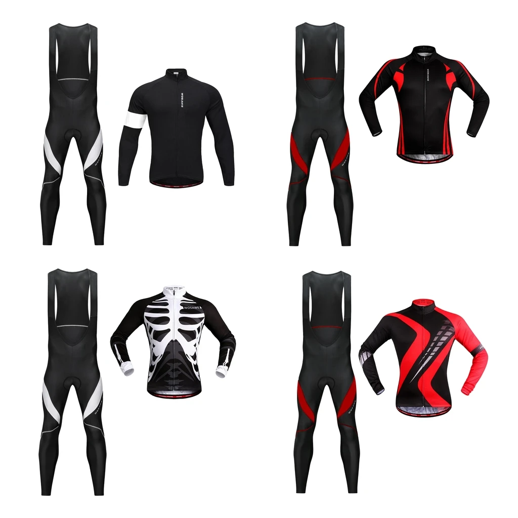 

Unisex Professional Breathable Outdoor Sports Long Sleeve Cycling Jersey and 3D Padded Braces Tights Bib Men Women