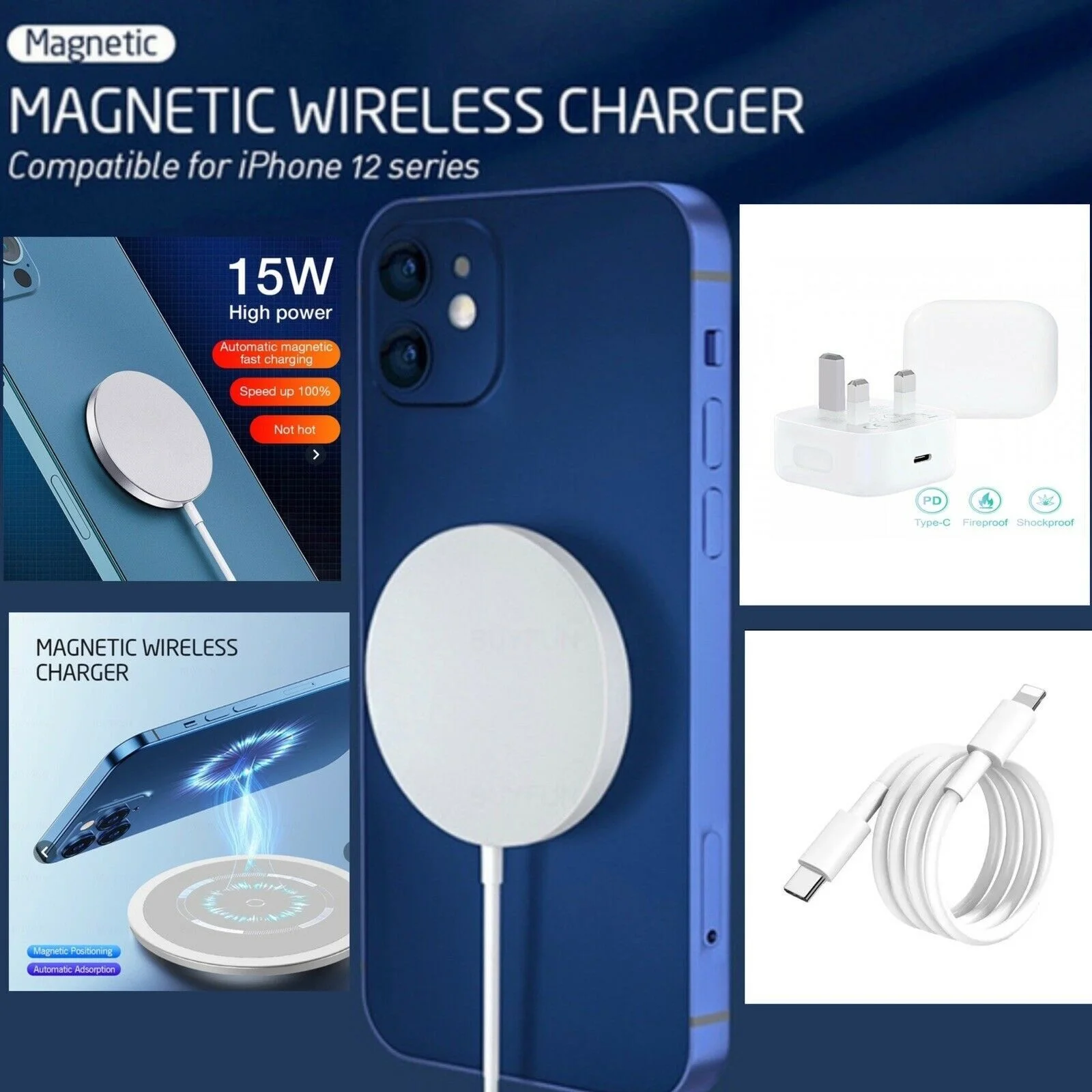 

Mag Safe Wireless Charger Magnetic Charging Pad for iPhone12 Pro Max Mini