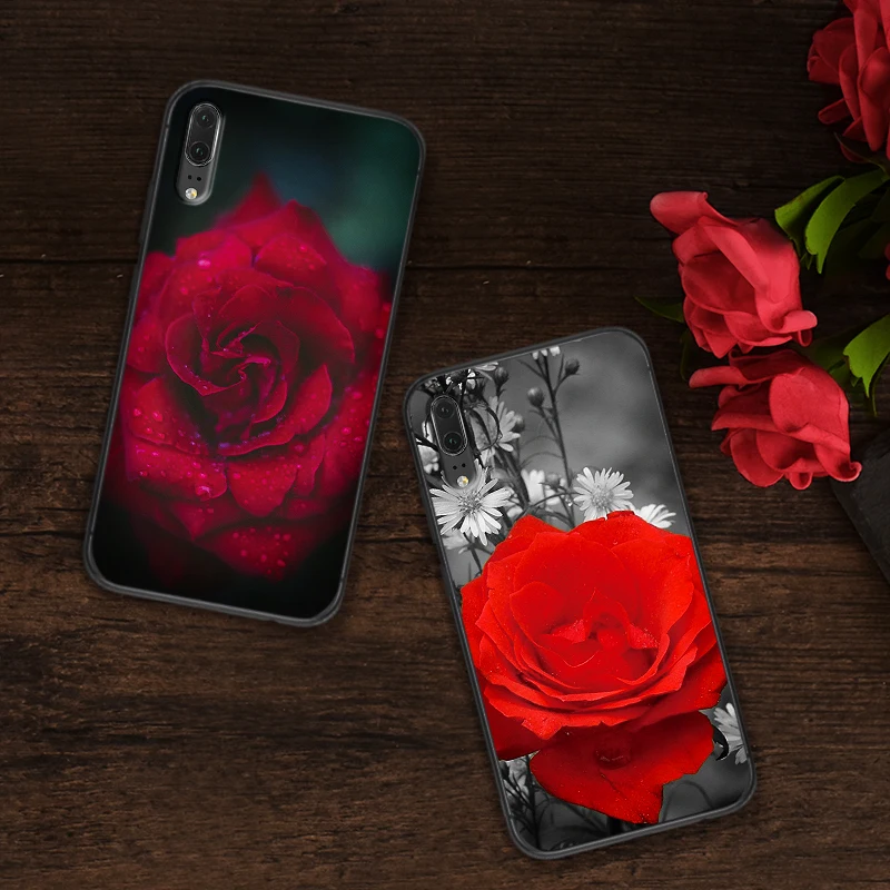 Красные розы мягкий силиконовый чехол для телефона huawei P30 Lite P20 Pro P10 2017 P Smart 2016 2019 P8
