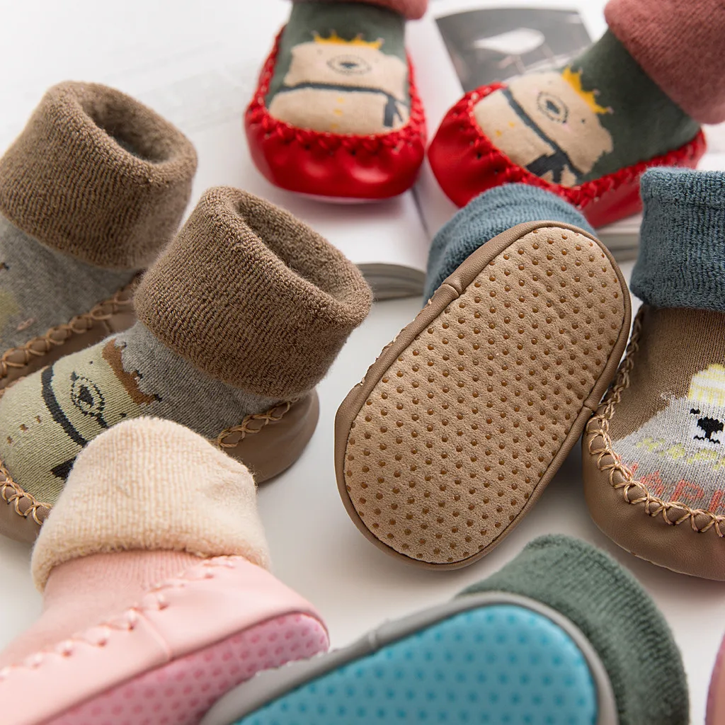 Зимние носки для малышей носки для мальчиков и девочек chaussette enfant, хлопковые детские гетры, детские носки-тапочки нескользящие носки для малышей
