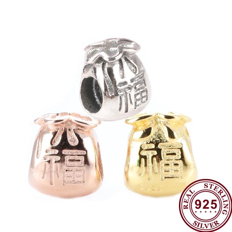

Original 925 Sterling Silver Bead New Fashion Bag Beads Fit Pandora Women Bracelet & Necklace Diy Jewelry