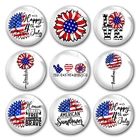 Ручной работы июля 4th подсолнечника США Peace Love Круглый Фото Стекло кабошоны демо с плоской задней частью 