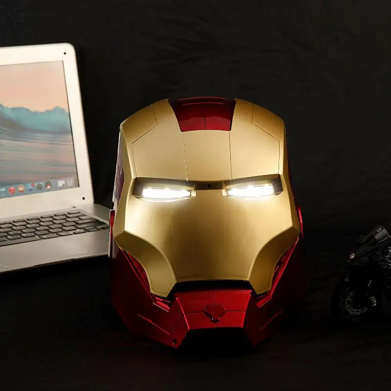 2022new Disney 1:1 Lighting Led Ironman Movie Mask Marvel Avengers Iron Man Tony Stark Helmet Cosplay Pvc Action Figure Toy Gift