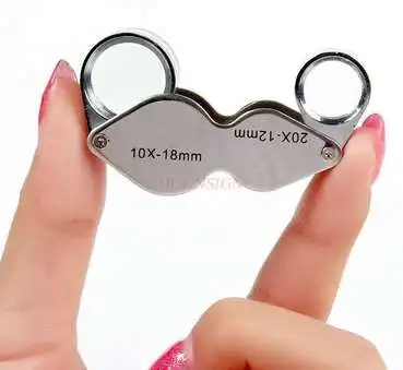 

10 times magnifying glass 20 times folded metal jewelry identification tool geological mirror exploration inspection