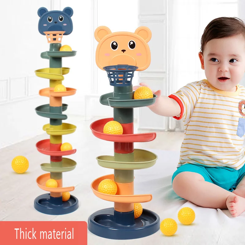 

Educations Assembled Children's Toy Rotating Rolling Ball Gliding Tower Educational Toy Rotating Track Baby Toys Gift for Kids